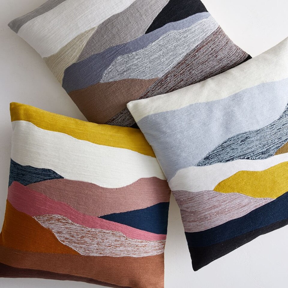Crewel Landscape Pillow Cover West Elm UK